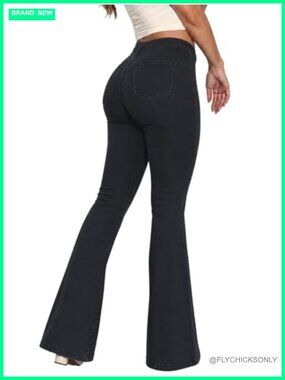 High Waisted Bell Bottom Flare Jeans Skinny Stretchy Denim Pants